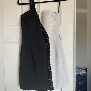 Size 4 - Black and white, one shoulder Sherri Hill special occasion dress